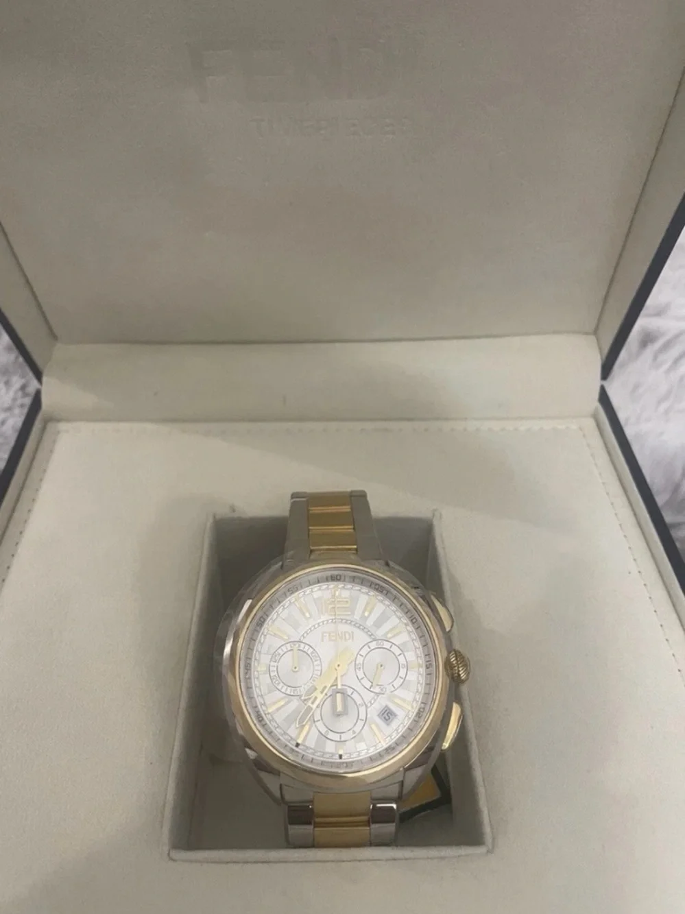 Fendi Two-Tone Gold and Silver Stainless Chronograph Watch